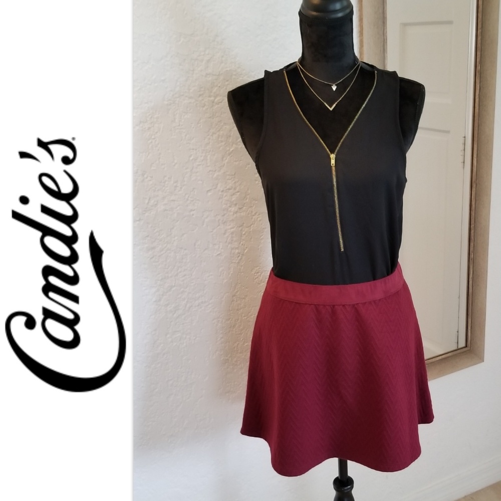 Maroon flare skirt